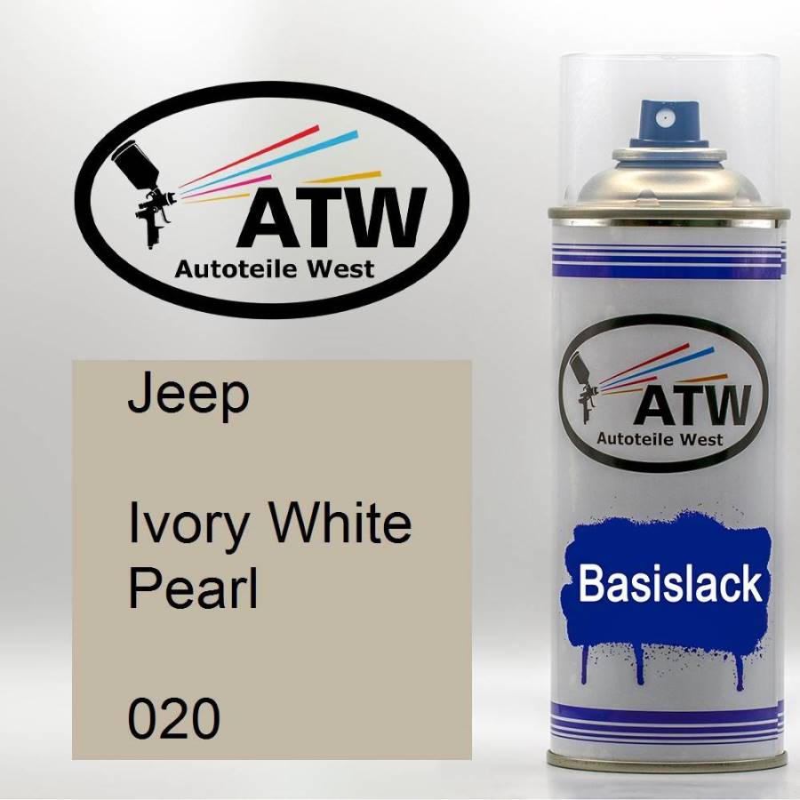Jeep, Ivory White Pearl, 020: 400ml Sprühdose, von ATW Autoteile West.